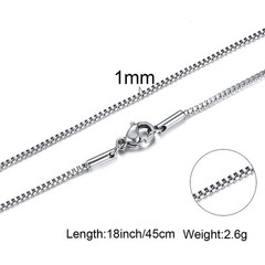 1/2/3MM Thin Chain Necklace for Men,Stainless Steel Square Box Chain Link