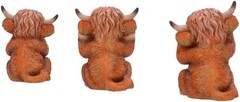 Nemesis Now Three Wise Highland Cows, Brown, 9.6cm