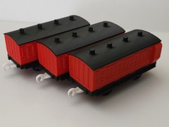 Custom LB&SCR Red Stroudley Coach Set (3) Spoke Wheels Printed for Trackmaster