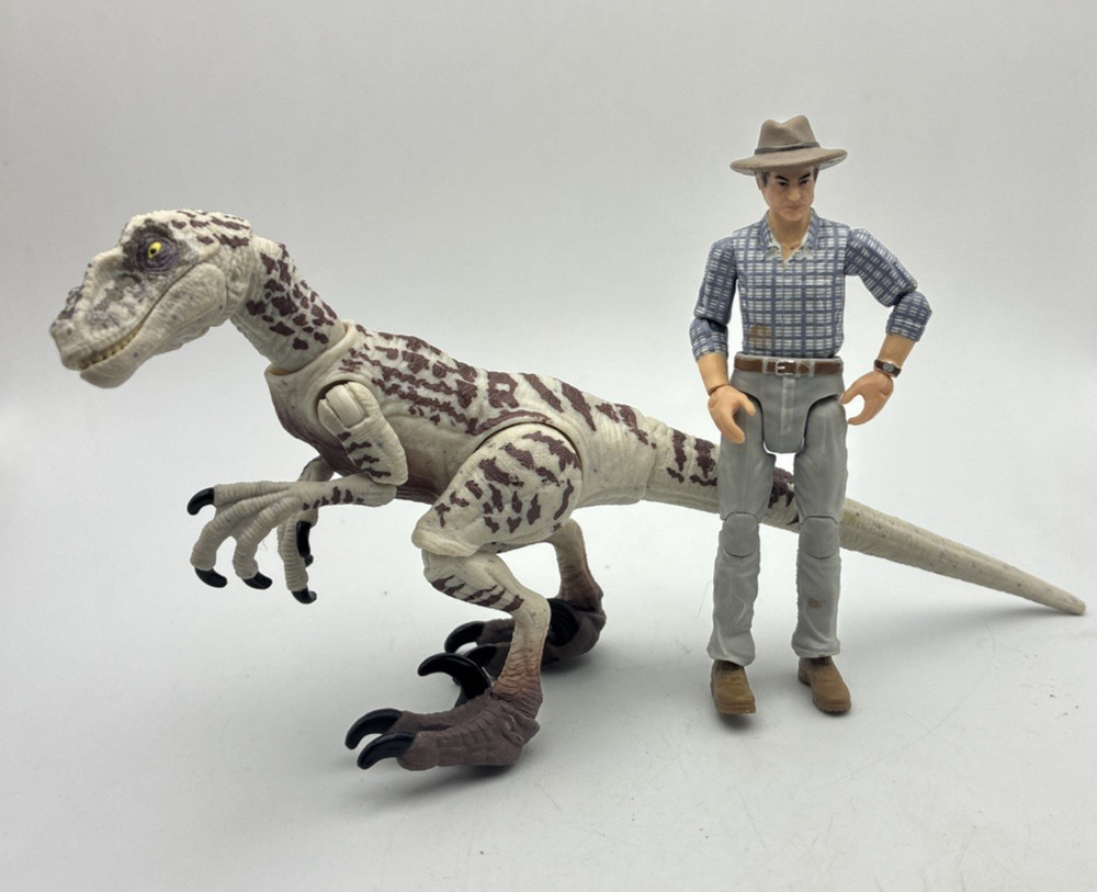 Jurassic Park III Hammond Collection Dr Alan Grant Velociraptor Set 3.5″- Loose
