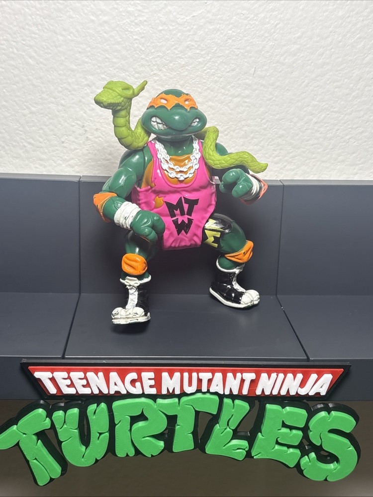 1991 Vintage TMNT Shell Slammin’ Mike Figure w/ Sewer Snake Ninja Turtles