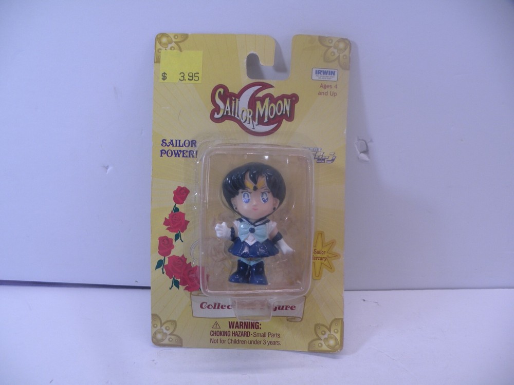 SAILOR MOON Collectible Figure SAILOR MERCURY 2″ Irwin Damaged YELLOW CARD