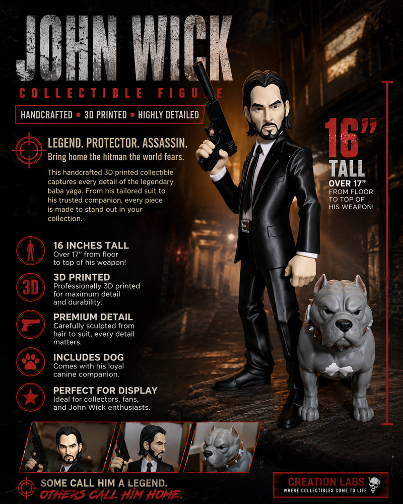 🔥 John Wick Collectible Figure & Dog 🔥