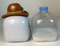Lankybox Mini Plastic MILK Jug Figures Cowboy & Partly Filled Versions Lot x 2