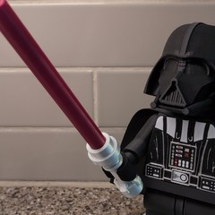 Star Wars Darth Vader Action Figure Black w/ Red Lightsaber Helmet Stand