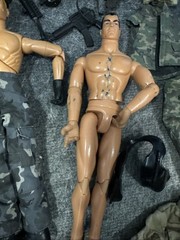 Lot of 6 Vtg 12” Army Military GI Joe Dolls Figures Soldiers With Clothes Guns
