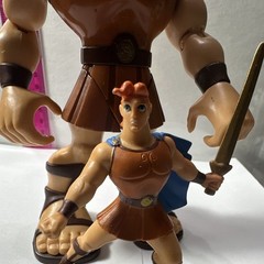 Disney Hercules Action Figure Lot (2) Plastic Figures w/ Sword & Base