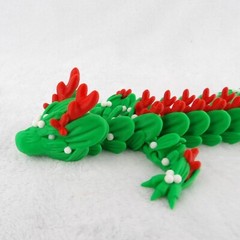 Mistletoe Dragon – 3D Printed Articulated Holiday Toy – Cute Christmas Gift Idea