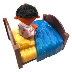 Rare Sesame Street Ernie in Bed Figure ABS Plastic Toy 3.5″ Tall Vintage