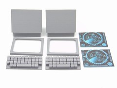 Custom 1:12 Scale Mission Control Room 4pc Radar Monitor Diorama Prop Set TYPE1