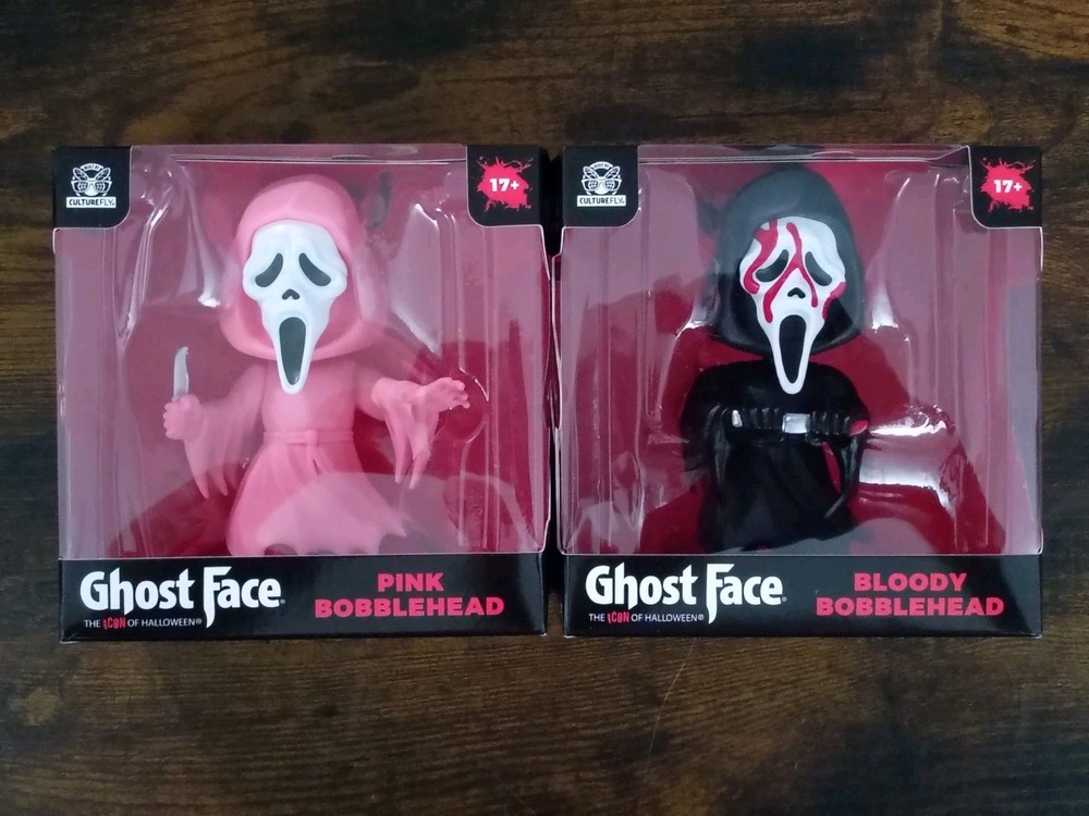 4.5″ PINK + BLOODY GHOST FACE SCREAM Bobblehead CultureFly Horror Icon Halloween
