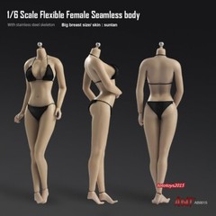 US 1:6 Flexible Female Seamless Body Suntan Skin Large Bust Breast Figure Body