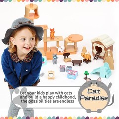 43-Piece Cat Figurine Playset – Realistic Pet Care Toys for Kids, Toddlers, B…
