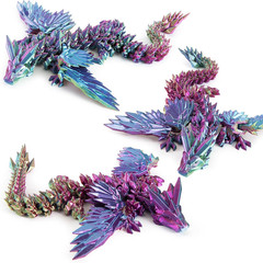 3D Printed Dragon with Wings, 9″ Articulated Winged Dragon for Home Office Decor