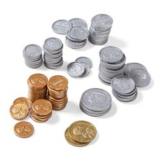 Realistic Play Money Set for Kids – 96 Plastic Coins for Learning & Play