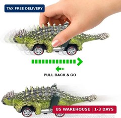 Dinosaur Toy Pull Back Cars, 6 Pack Dino Toys for Kids Ages 3 and Up