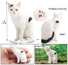 Sitting White Cat Toy Action Figure Small Animal Figurine Doll Gift for Kids