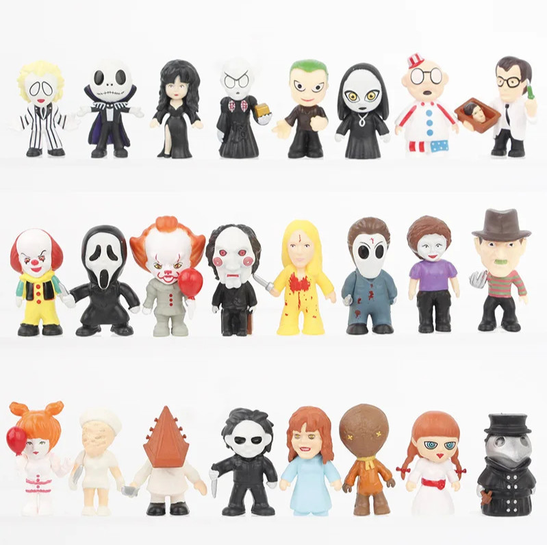 24Pcs/Set Horror Movie Characters V for Vendetta Chucky Freddy Jason Scary Saw