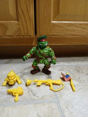 1991 TMNT Raphael Green Beret Military Teenage Mutant Ninja Turtles Complete!