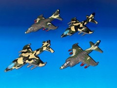 Micro Machines Military Lot X4 AV-8B Harrier Jump Jet Attack Jet Aircraft Hover