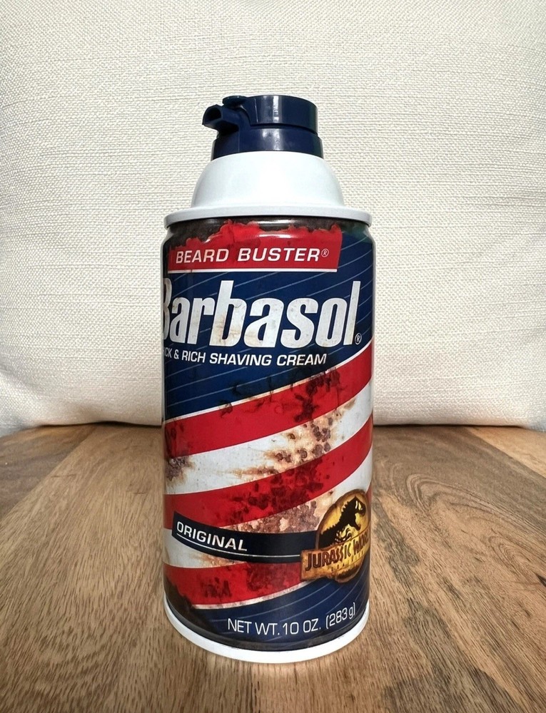 Jurassic World 🦖 Limited E2022 Beard Buster Rare Barbasol 10oz Can RUST VARIANT