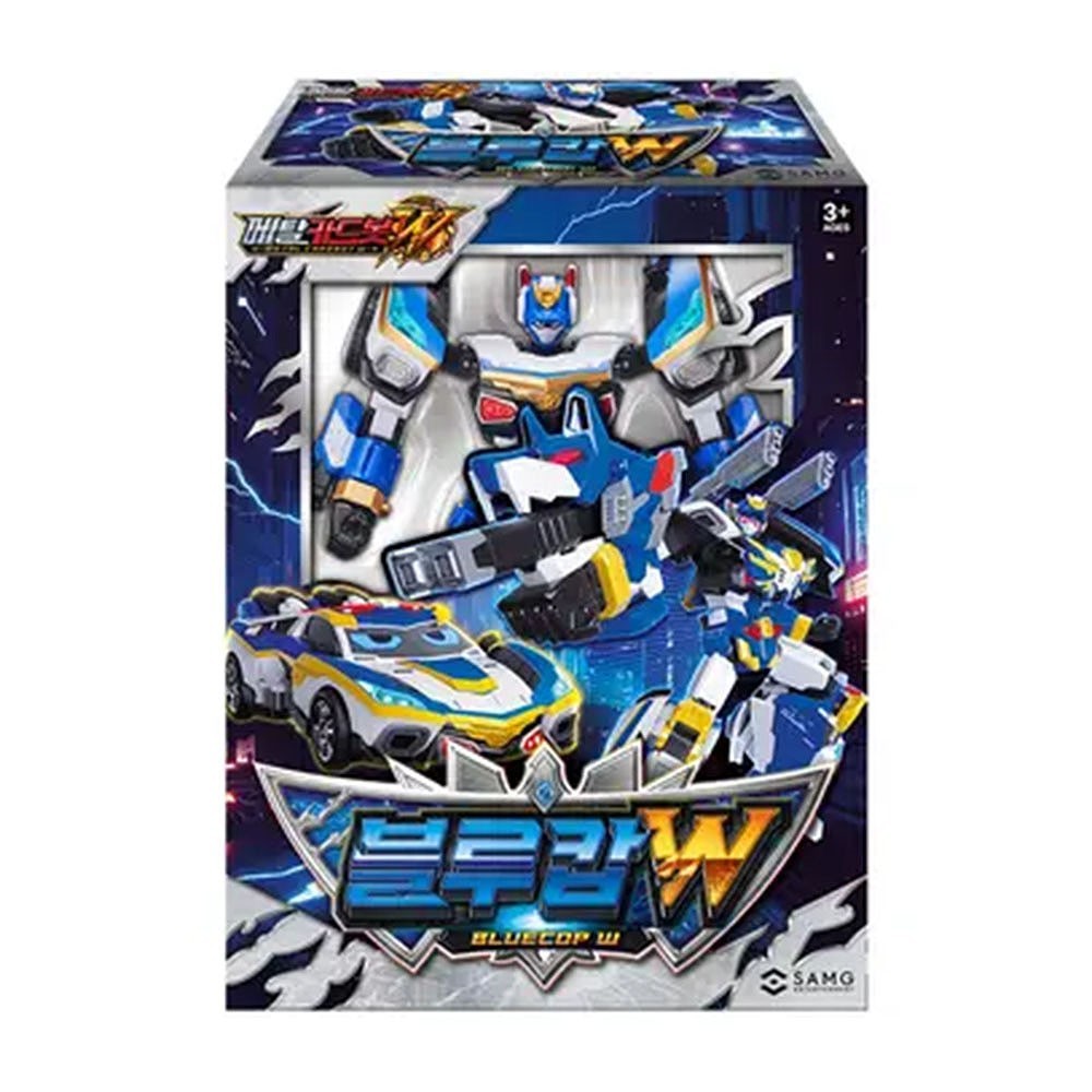 Metal Cardbot W BlueCop W Korean Transforming Robot Police Car Action Toy