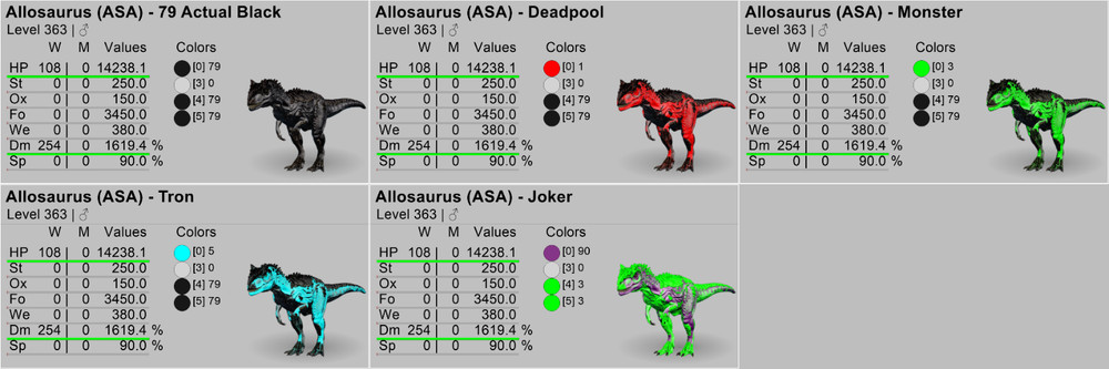 ALLOSAURUS TOP STATS Allo Ark Survival Ascended PVE