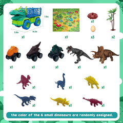 19 in 1 Dinosaur Toys Set for Kids 3 5 7 Includes Dinosaur Truck Cars Figures