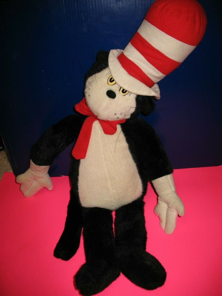 Vtg. MACYS DR. SEUSS~CAT IN THE HAT~ 30″ PLUSH DOLL W/ BOOK (1995) MACYS