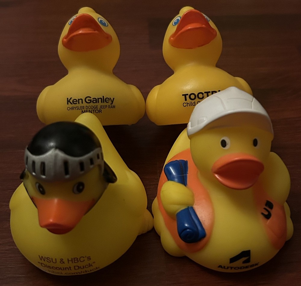 Lot of 4 Promo Rubber Ducks – Ken Ganley Jeep, Autodesk, Tootris, WSU & HBC
