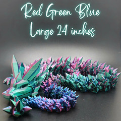 3D Printed Flexi Dragon, Cinderwing3D Articulated Crystal Dragon/Large-24inches
