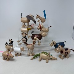 Animalz Wooden Bendable Animal Figures Lot Elephant More Set of 13
