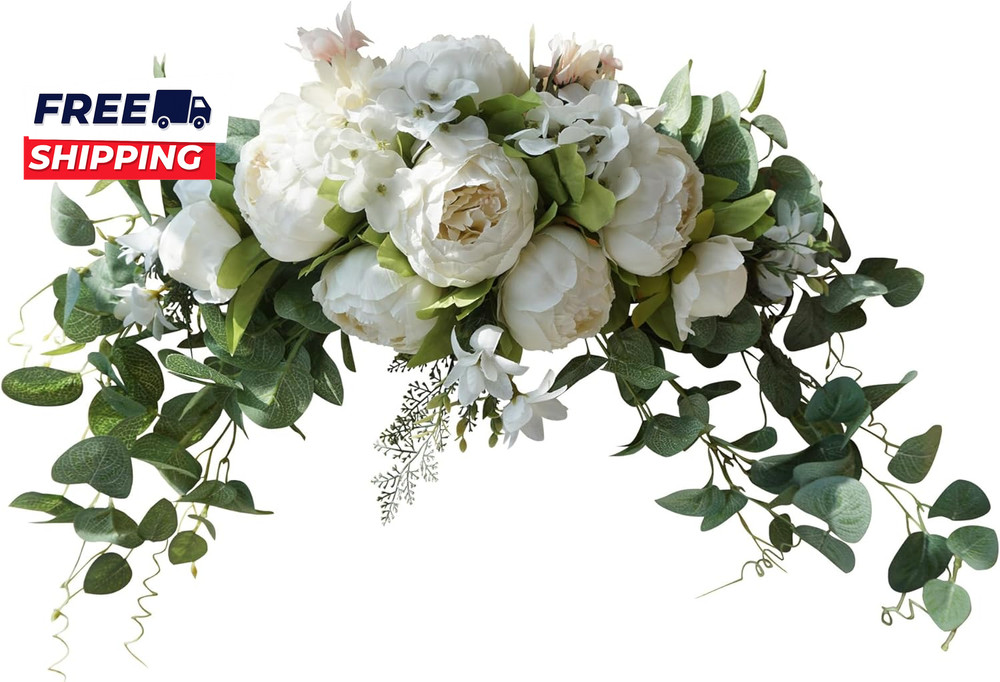 Wedding Arch Flowers, 30 Inch Rustic Artificial Floral Swag for Door Lintel, Gre