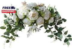 Wedding Arch Flowers, 30 Inch Rustic Artificial Floral Swag for Door Lintel, Gre