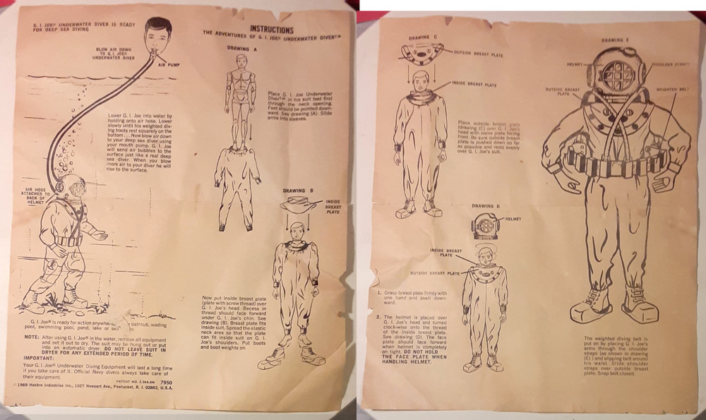 1969 GI JOE VINTAGE GI JOE DEEP SEA DIVING EQUIPMENT INSTRUCTIONS ORIGINAL RARE