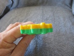 1975 Plastic Green/Yellow Toy Harmonica Have No Fear Underdog Is Here Lednardo