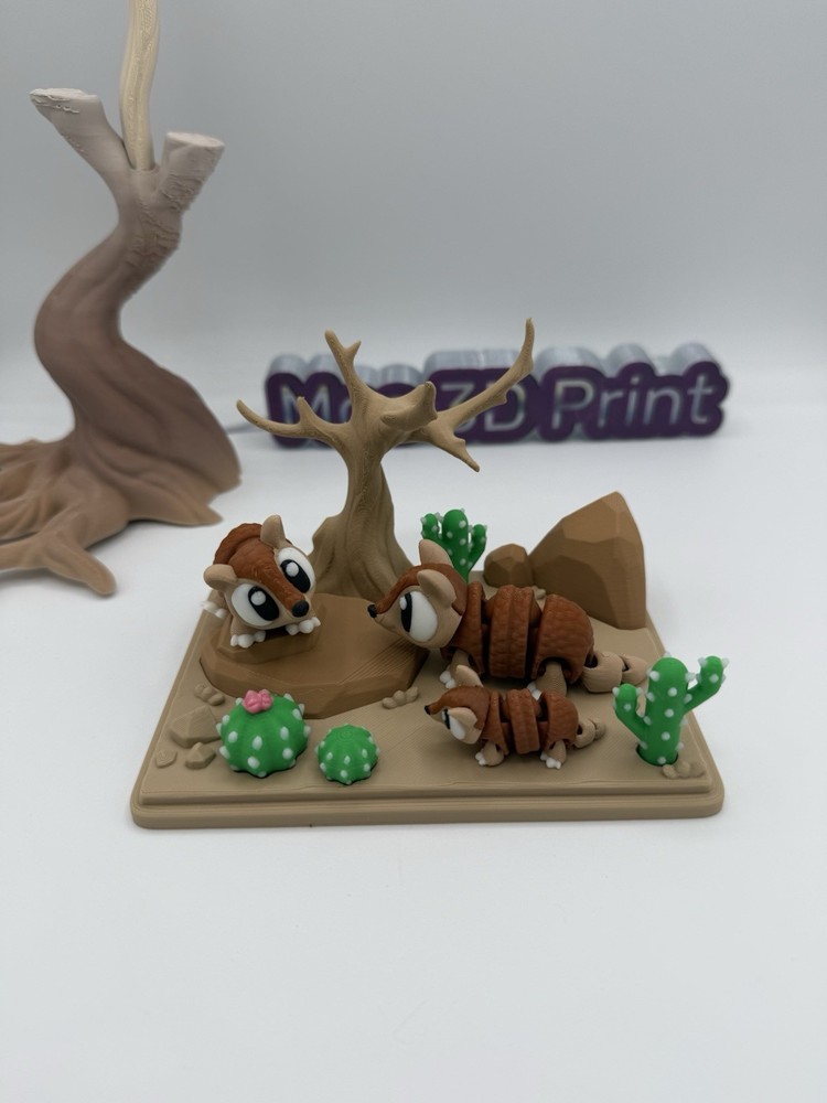 3D Printed 3 Armadillo & Park,Articulated Fidget Toys, Picture Color