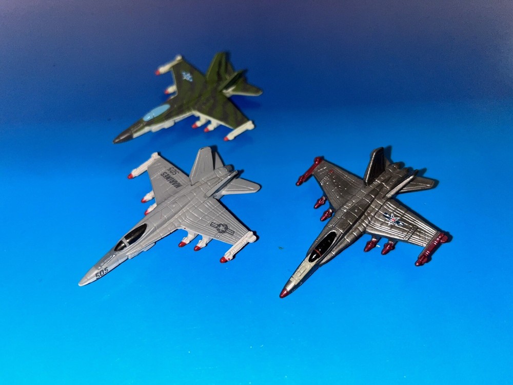 Micro Machines Military Lot X3 F/A-18 Hornet Navy Marines Fighter Jet Aircraft