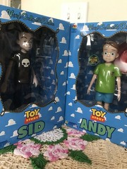 1996 RARE MIB MEDICOM TOY STORY ANDY & SID VINYL COLLECTIBLE DOLLS SET