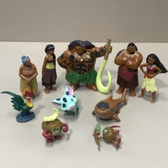 10pcs Disney Moana Maui Heyhey Pua Coconuts Playset Animated Figures Cake Tooper