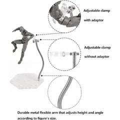 2PCS Action Figure Stand with Adjustable Metal Support Arm, Action Figure Clear
