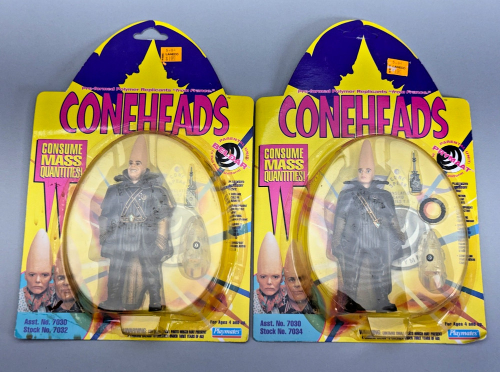 Playmates 1993 Coneheads Figure lot Prymaat and Beldar NOC SNL
