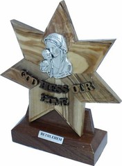 Holy Land Market Star of Bethlehem with Mother and Child Table Stand, Olive