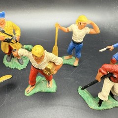 Vintage German Hard Plastic Pirate Figures Lot of 7 Elastolin-Lineol Style