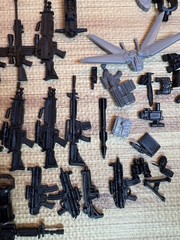 Lot Of 60 Figure S Accessories Guns Weapons Black Sizes Varies Small Pieces