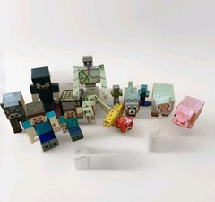 Minecraft Figure Animal Mob Lot Steve Iron Golem Wolf Pig Sheep Zombie Cow