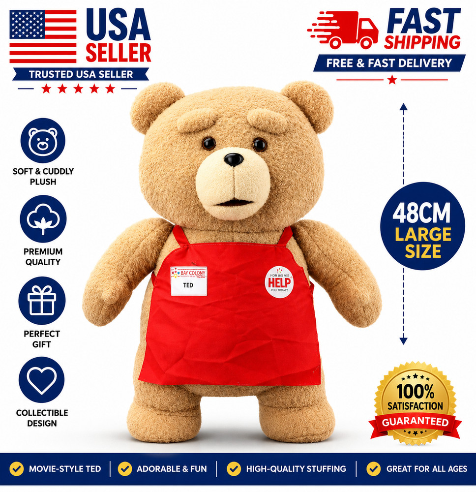 48CM Movie Style Teddy Bear Plush Doll Soft Stuffed Animal Apron Outfit Gift-Toy
