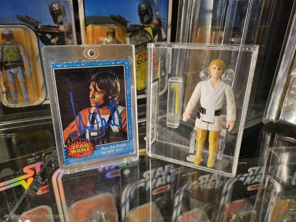 Vintage Star Wars Luke Brown Hair Kenner 1977 UKG 75,Topps Signed By Mark Hamill
