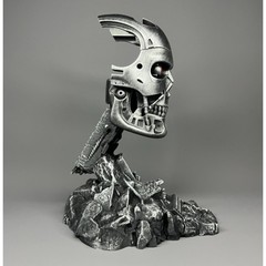 7 Inch Handmade Custom ‌Terminator Silvery T-800 Skull Head No Box