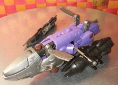 Zoids, silver+black+purple, 5 1/2″L by 2 1/4″h, fully fxns, some assembly requir